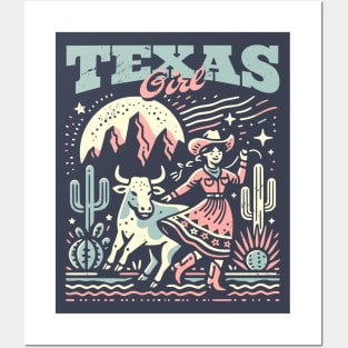Vintage Texas Girl // Proud Texan Born and Raised // Texas Cowgirl Desert Posters and Art